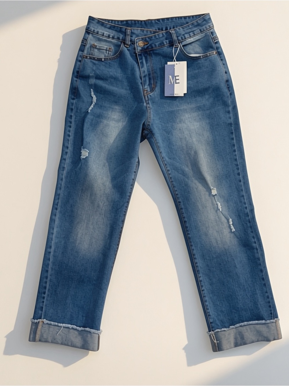NWT ME Blue Distressed Skinny Jeans Cuffed Hem Size Small Y2K Coastal